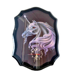 Vintage Unicorn Horse Black & Purple Sue Dawe Fantasy Picture & Clock Works